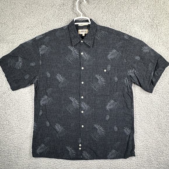 Campia Men's Blue Gray Hawaiian Button Up Short Sleeve Shirt Size L Beach Tropic - Picture 1 of 8